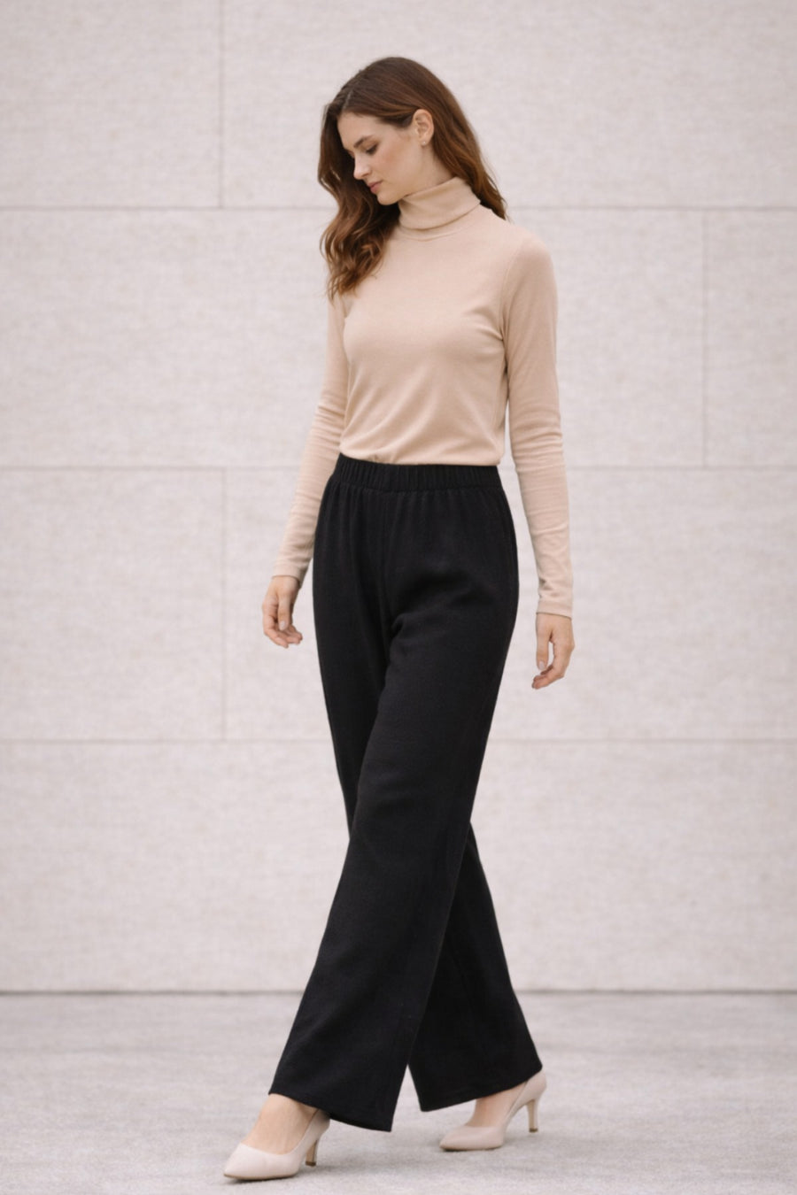 Balıkçı Yaka Uzun Kollu Body Bej manken - Ivoire Wear